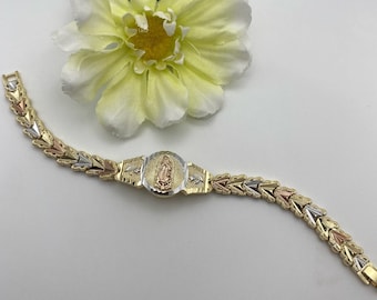 14k Virgen De Guadalupe Bracelet for her-Gold Plated , Pulcera de Virgen - Virgin Mary Bracelet Oro laminado