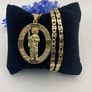 14K Gold Filled Saint Jude Necklace 24" Long for Good Luck / 24k Gold ...