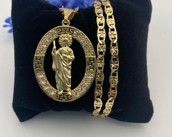 14K gold filled Saint Jude necklace 24" long for good luck / 24k gold filled cadena de San Judas para buena suerte 24" largo