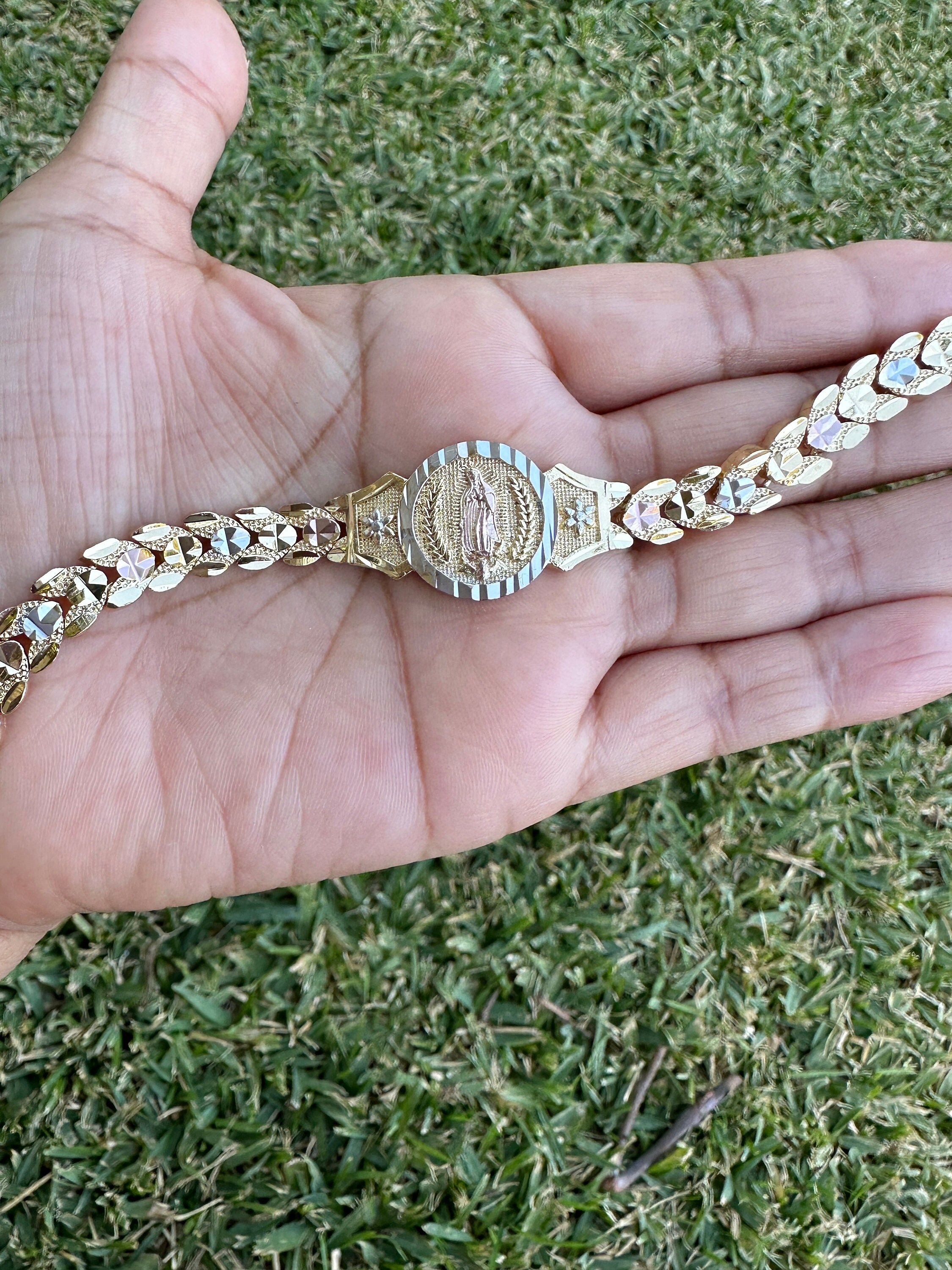 14k Virgen De Guadalupe Bracelet for Her-gold Plated , Pulcera De