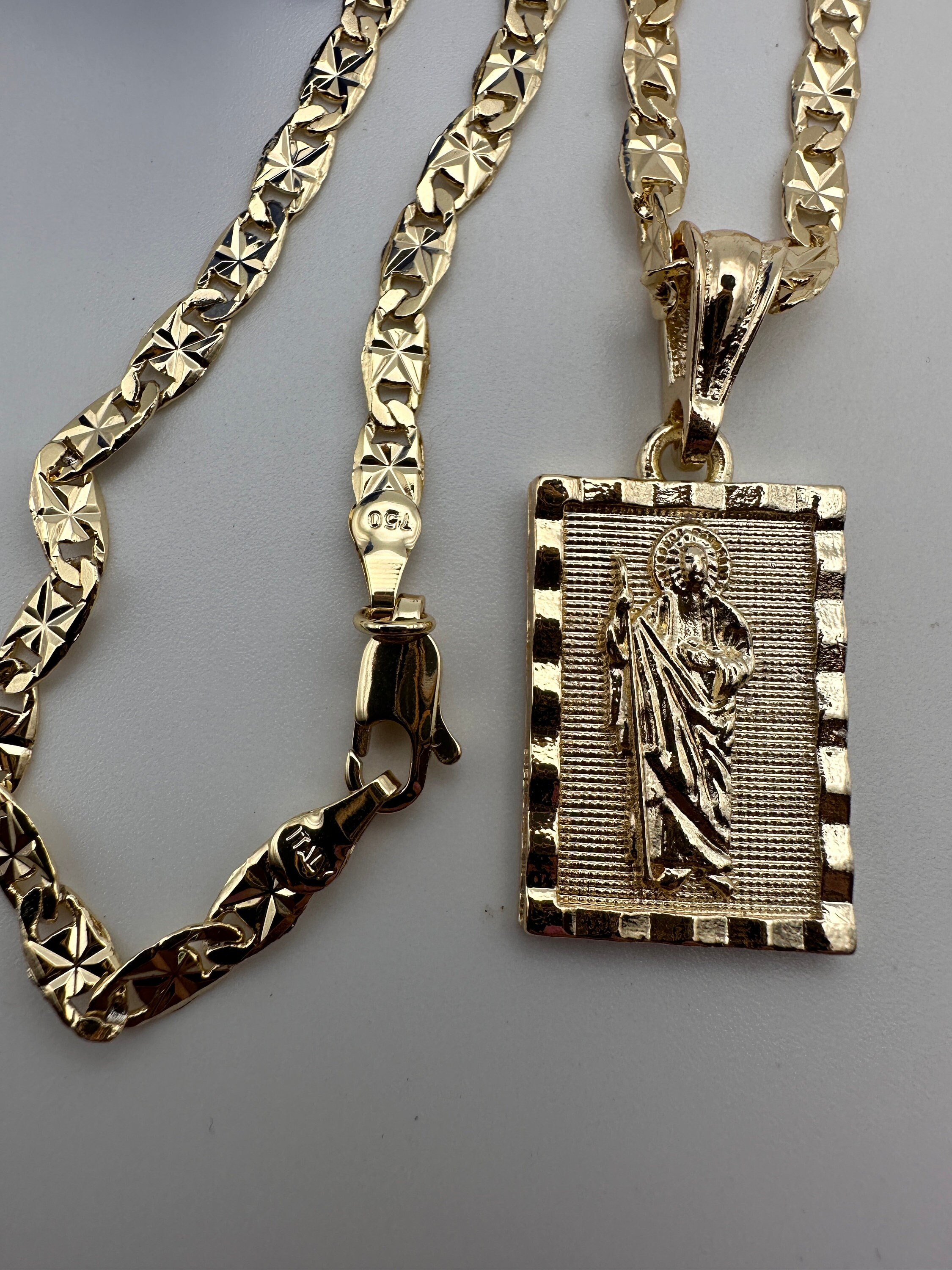 St Jude Gold Plated 14k Necklace- Cadena De San Judas Oro Banado. - Etsy