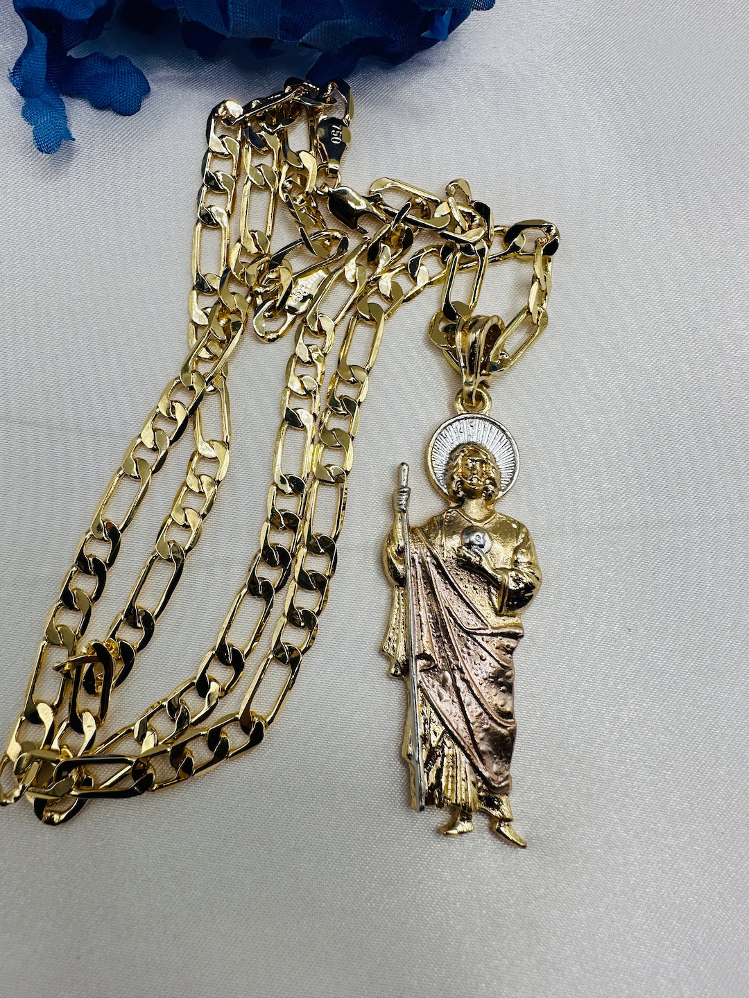14k Rose Gold San Judas Necklace, St Jude Necklace Rose Gold Pedant ...