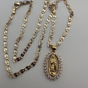 14k Virgin Necklace Gold Dipped 18&#39;&#39;- Cadena de Virgen De Guadalupe Oro laminado 18&quot;