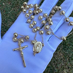 24” Gold Filled Rosary Necklace • Gold Rosary • Catholic Jewelry •Confirmation• Anniversary Gift • Prayer Necklace  • 18K Gold Filled •