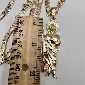 St Jude Necklace Gold Plated With Fígaro Chain - San Judas Tadeo Cadena ...