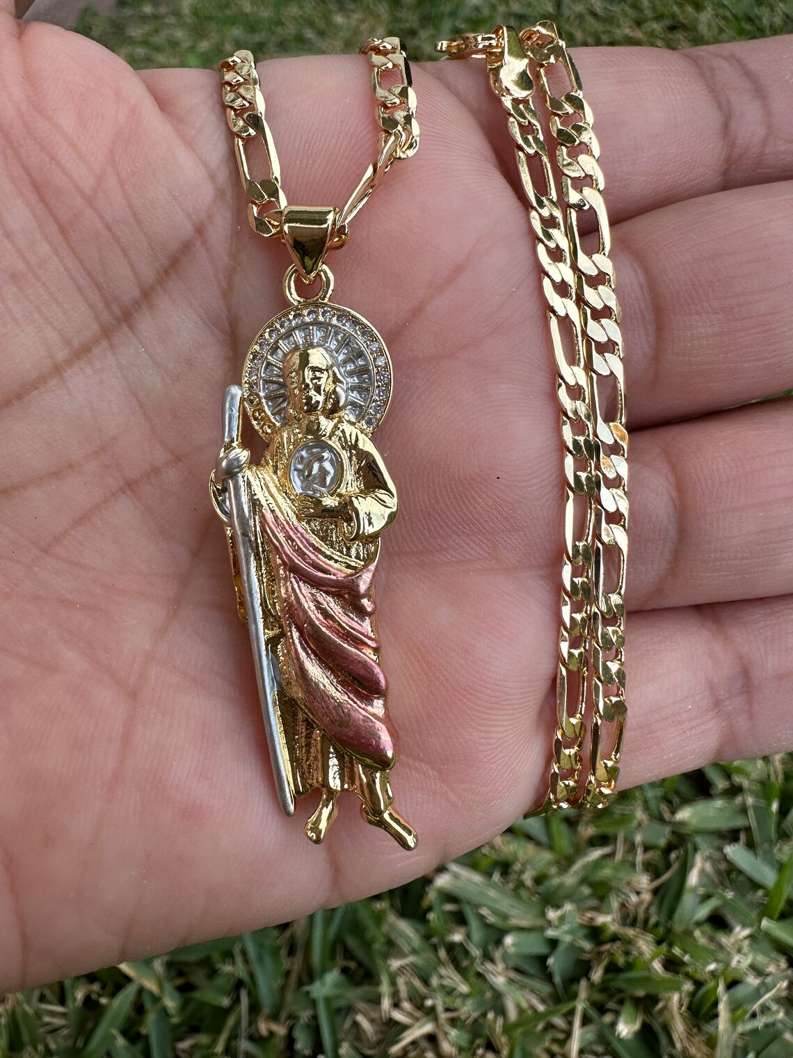 St Jude Necklace Rose Gold , Tarnish Free Cadena San Judas Tadeo Oro ...
