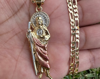 St Jude Necklace Rose Gold , Tarnish Free Cadena San Judas Tadeo oro bañado . For him or her , gift , anniversary, necklace .