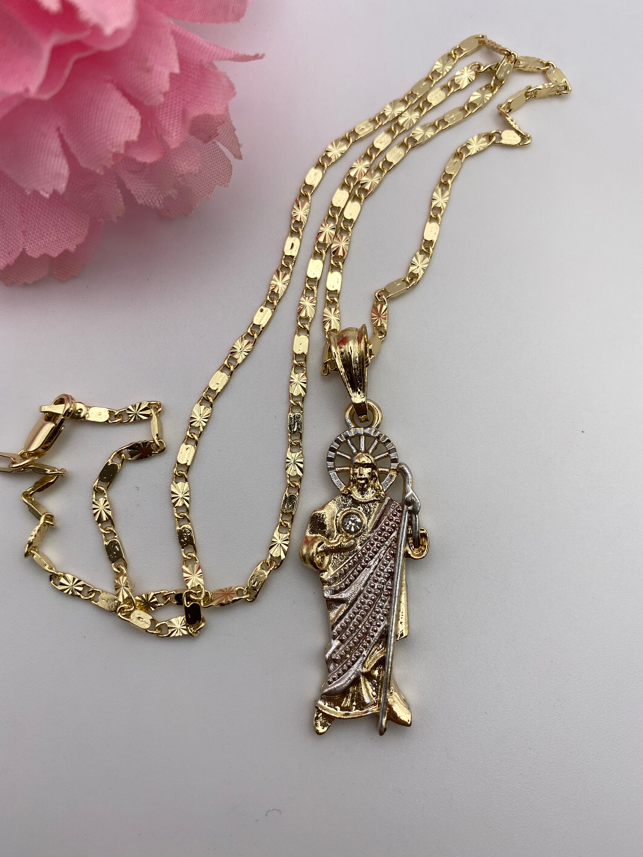 St Jude Necklace Rose Gold Gold Plated - San Judas Tadeo Cadena ...