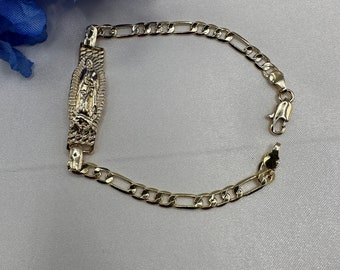 14k Virgencita bracelet Gold Plated - Gold Color Virgin Mary bracelet - 7.5” Adjustable Bracelet - Our lady of Guadalupe Bracelet