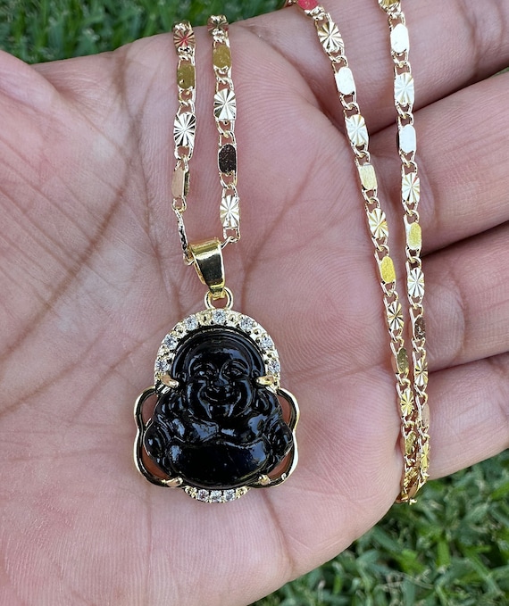 Exclusive Obsidian Cute Baby Buddha Pendant Necklace – Mine Galleria