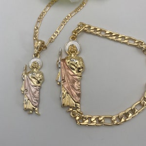 14k St Jude Necklace and Bracelet Set Gold Filled Rose Gold- Cadena San ...