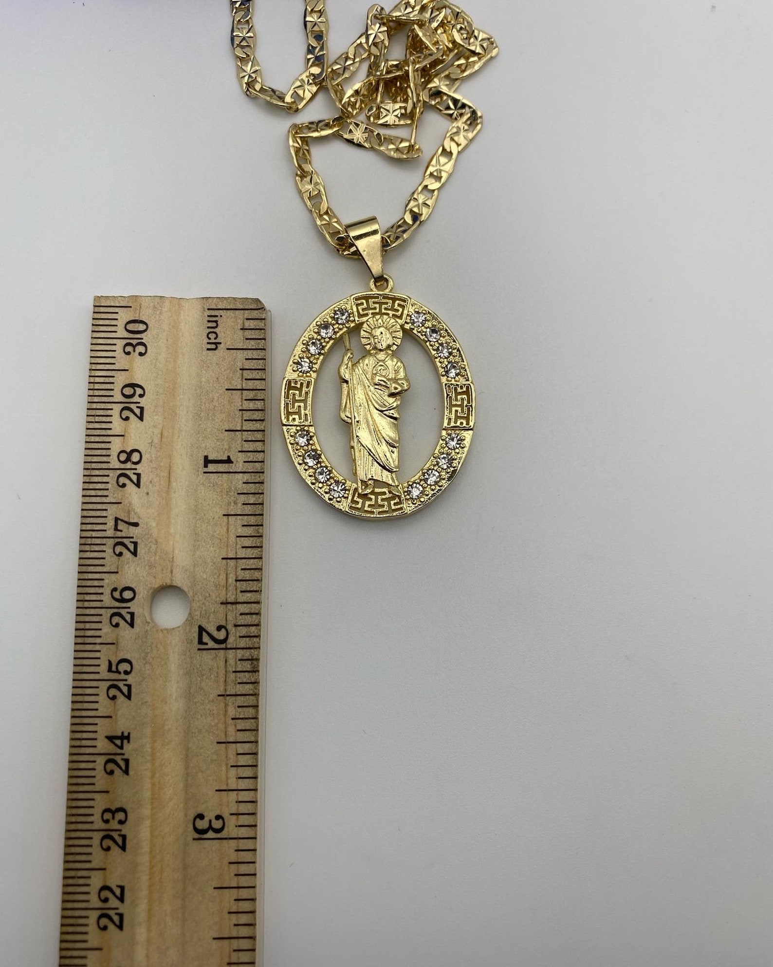 14K Gold Filled Saint Jude Necklace 24" Long for Good Luck / 24k Gold ...