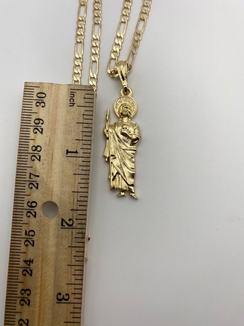 St Jude Necklace Gold Plated With Fígaro Chain San Judas - Etsy