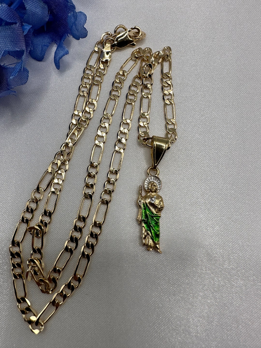 14k St Jude Kids Necklace 18” Figaro Chain Gold Plated - Cadena Para ...