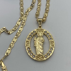 14K Gold Filled Saint Jude Necklace 24" Long for Good Luck / 24k Gold ...