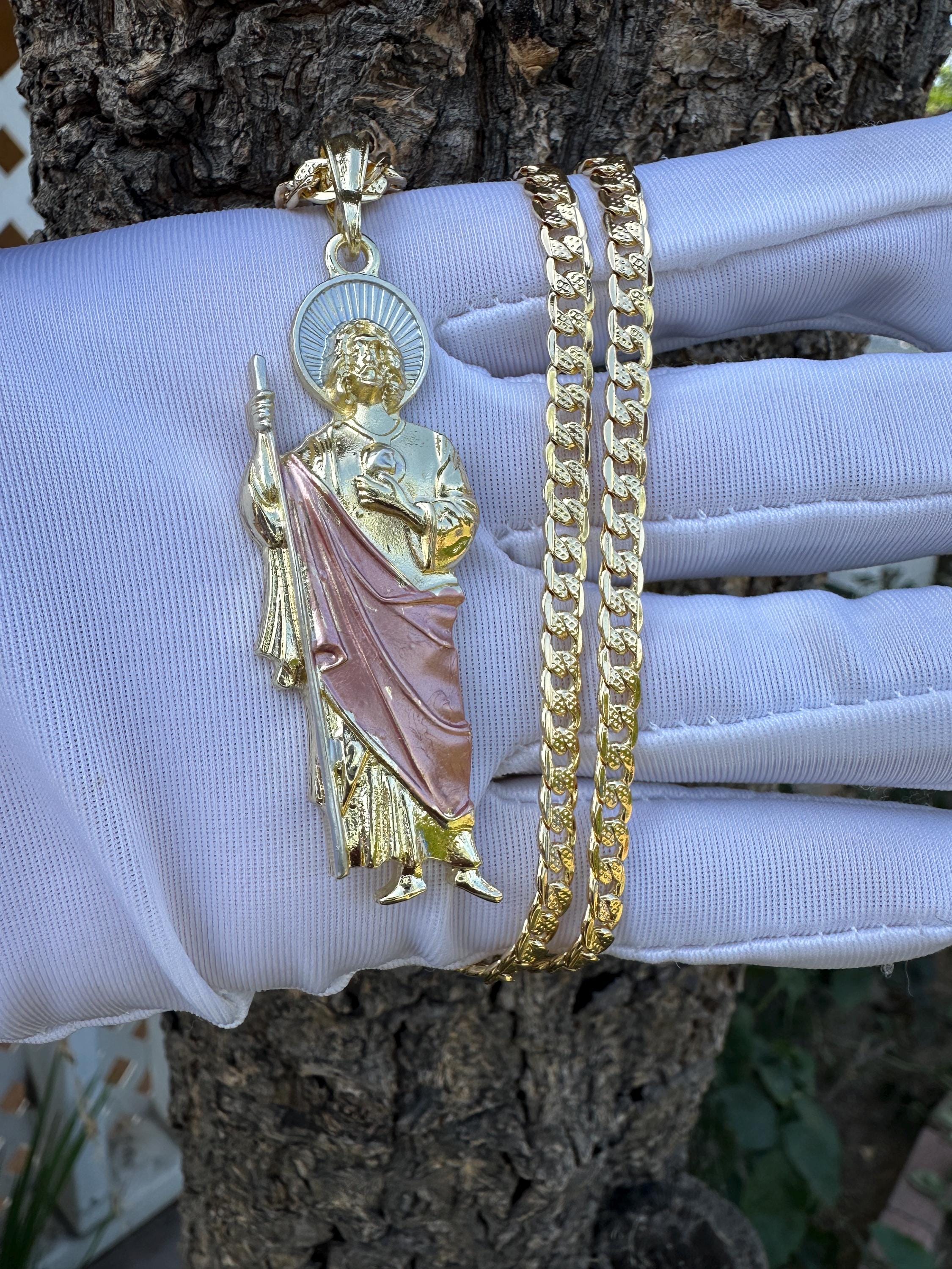 St Jude Rose Gold Necklace With Cuban Chain for Him or Her Perfect Gift ...