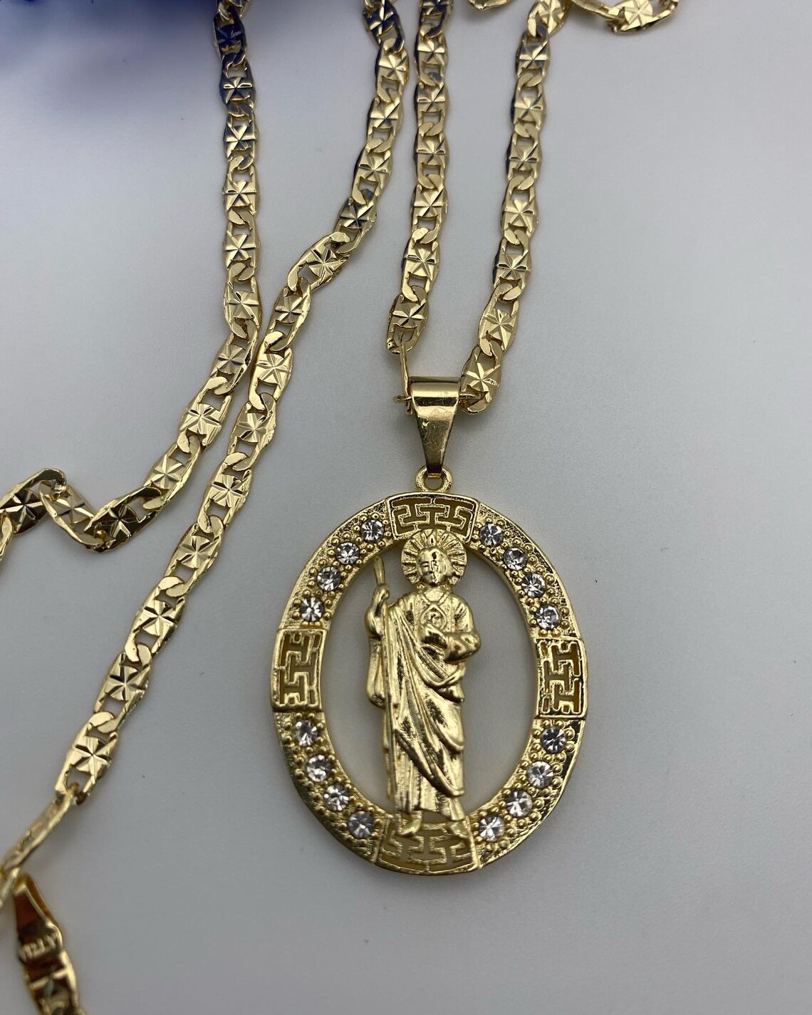 14K Gold Filled Saint Jude Necklace 24" Long for Good Luck / 24k Gold ...