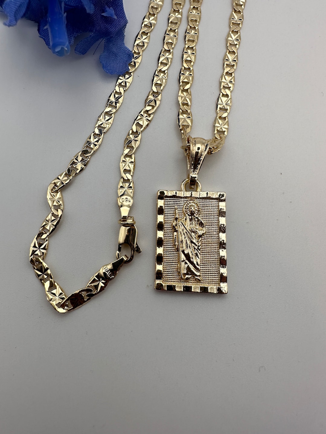 St Jude Gold Plated 14k Necklace- Cadena De San Judas Oro Banado. - Etsy