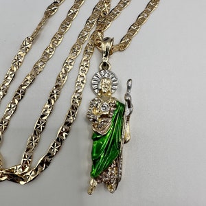 14k Green Stone St Jude Necklace Gold Plated . St Jude Necklace ...