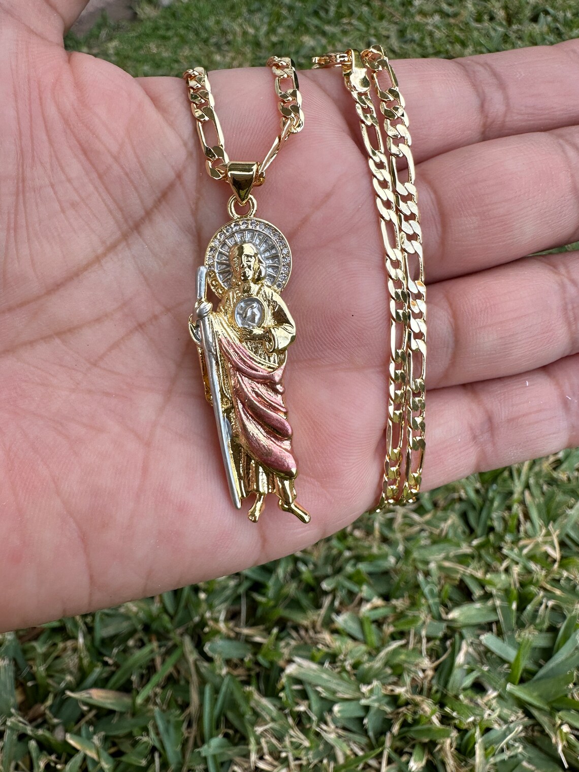 St Jude Necklace Rose Gold , Tarnish Free Cadena San Judas Tadeo Oro ...