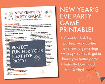 New Year's Eve Party Game Printable, Family New Year's Eve Game