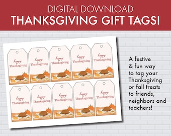 Happy Thanksgiving Geschenkanhänger Digitale Datei
