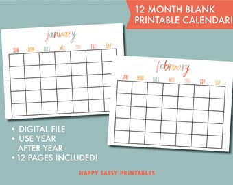 Afdrukbare kalender, lege landschapskalender afdrukbaar