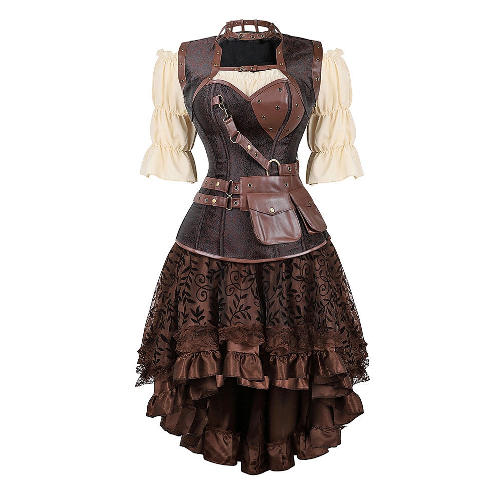 Women Pirate Dress Plus Size Faxu Leather Steampunk Corset - Etsy