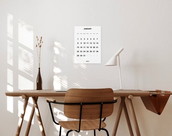 2024 Printable Calendar Portrait, Minimalist Monthly Calendar 2024, Printable and Digital version, A4 Letter, Monday Start PDF