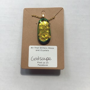 Handmade, one of a kind, dichroic fused glass pendant