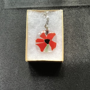 Handmade, unique, fused glass pendant, Glass Flower