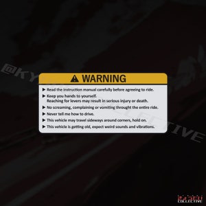 English Warning Sticker - JDM Modification Joke Tuner Vinyl KissCut Sticker by KyodaiCollective