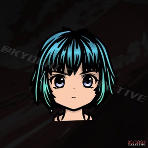 Anime Girl - Azul - Anime Girl Tuner Vinilo KissCut Pegatina por KyodaiCollective