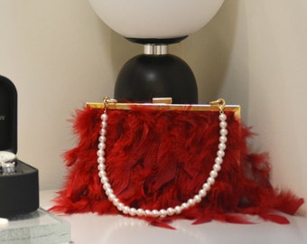 Red Feather Bag - Etsy