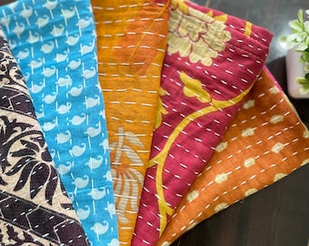Kantha stitch napkins | handcrafted cotton table napkis for dining.