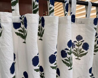 Hand Block Print Cotton Curtain | Indian Boho Home Decor, Semi Blackout Panel