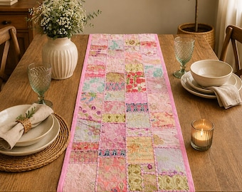 Chemin de table en patchwork, 60 x 15 pouces, décoration de salle à manger bohème.