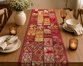 Chemin de table kilim, décoration de salle à manger géométrique bohème. 16x72