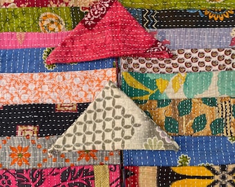 Assorted Kantha Cloth Napkins, Reversible Hand Quilted Cotton Dinner Napkins