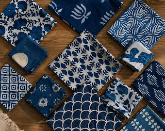 Indigo Cotton Napkins, 200 Pack, Boho Wedding Dinner Party.