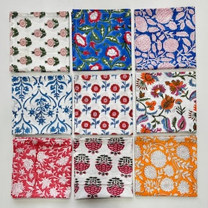 Mix and match floral Napkins Wholesale Set, 100% Cotton Cloth Table Dinner Napkin, Vintage Boho Block Print Napkins For Wedding/Party/Event.