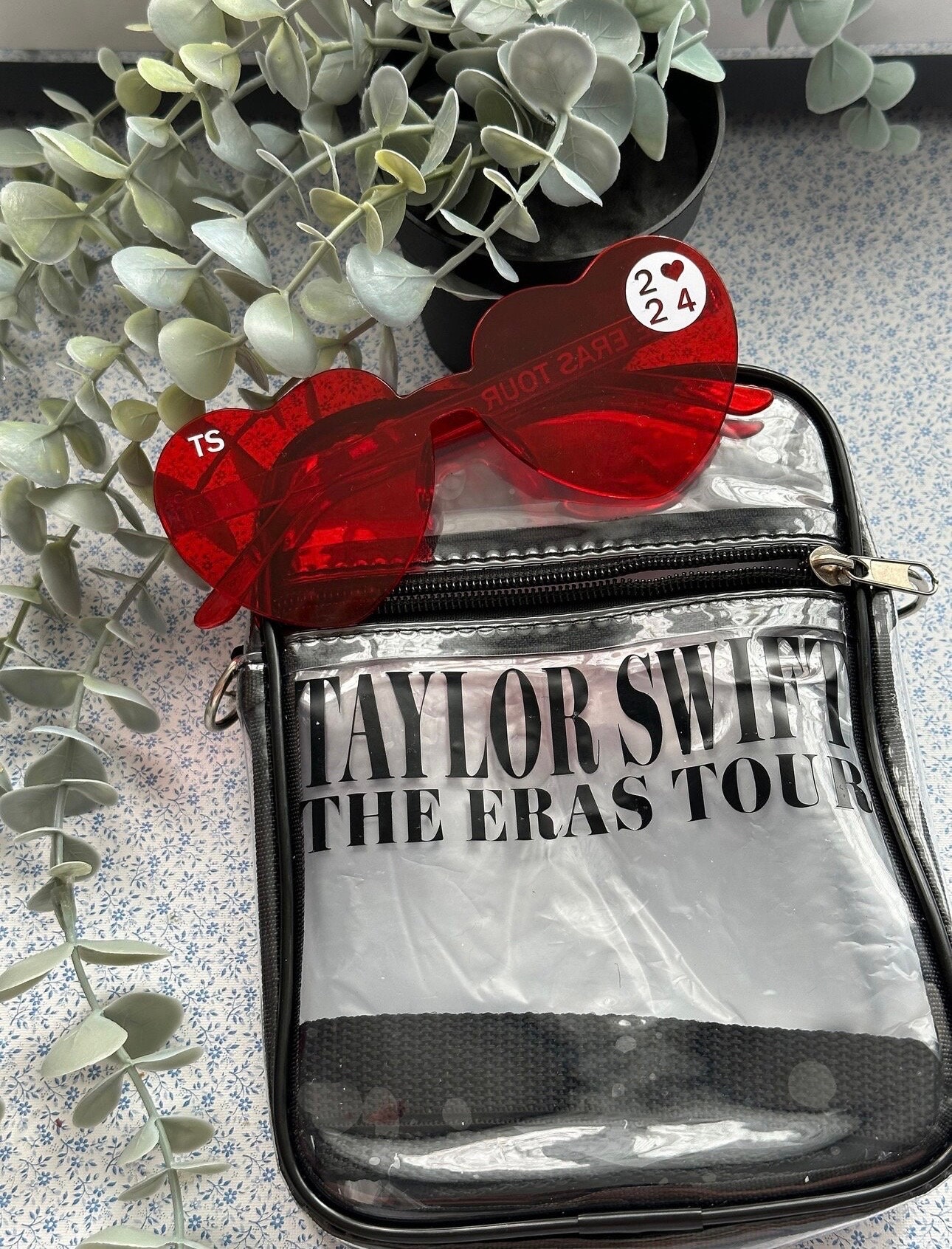 Red store transparent bag