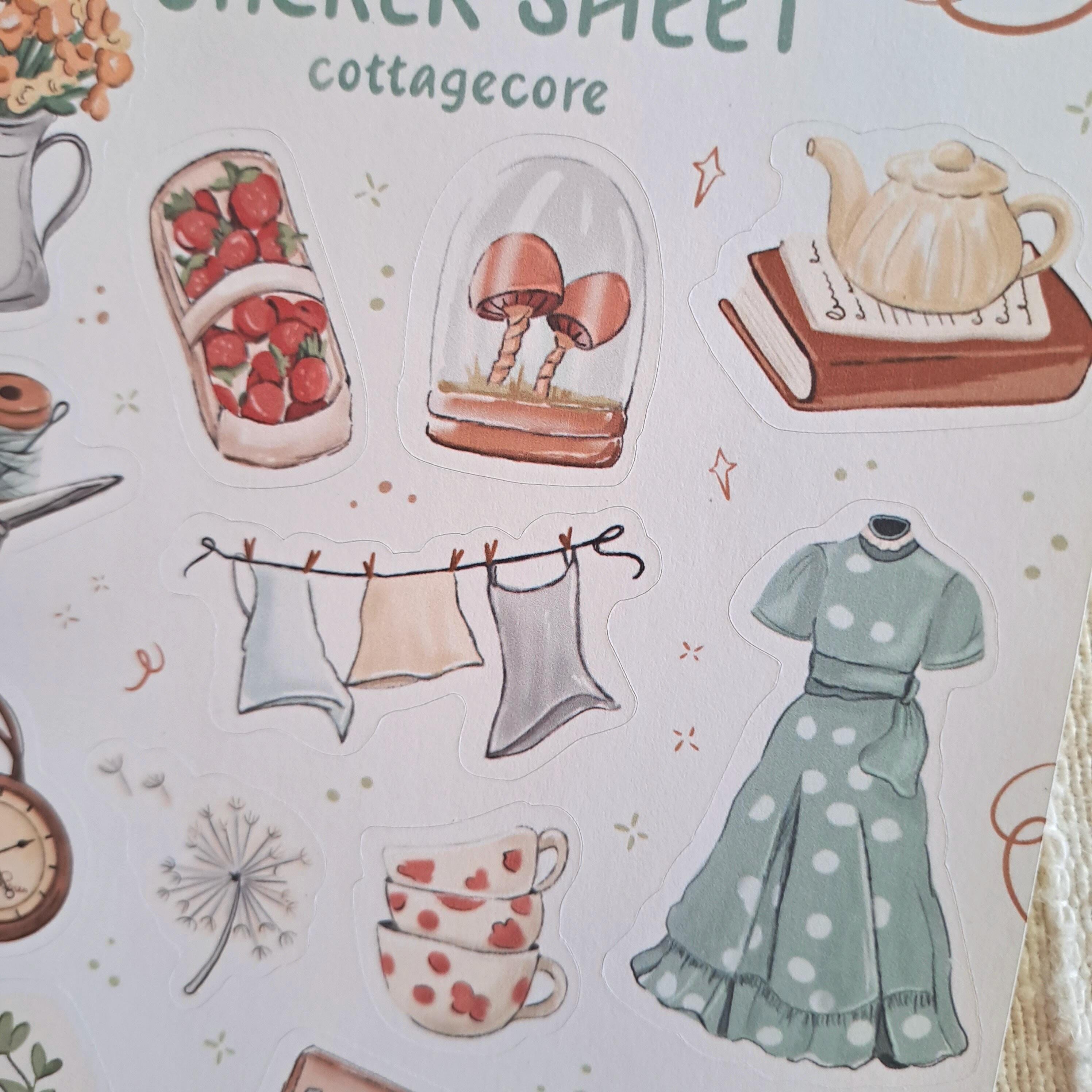 Cottagecore Sticker Sheet – Planner, Journal, Scrapbook Stickers - Etsy