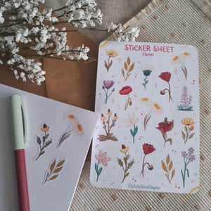 Sticker Sheet &quot;Floral&quot; - Planner Stickers, Flower Stickers, Spring Stickers, Scrapbook Stickers, Cute Sticker Sheet, Journal
