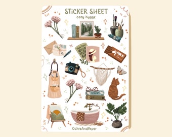Cozy Hygge Sticker Sheet – Scrapbook, Journal, Planner Stickers