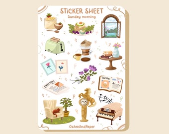 Sunday Morning Sticker Sheet – Cozy Planner Stickers