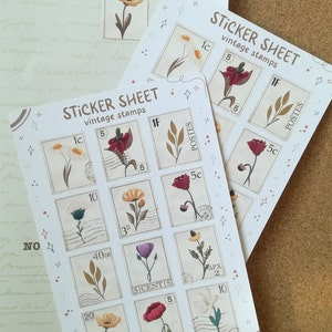 Sticker Sheet &quot;Vintage stamps&quot; - Scrapbook Stickers, Planner Stickers, Scrapbook Stickers, Journal Stickers, Buho Stickers, Flower Stickers