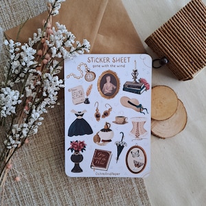Feuille d'autocollants « Autant en emporte le vent » - Autocollants de scrapbooking, Autocollants pour agenda, Autocollants éphémères, Jolie feuille d'autocollants, Autocollants confortables