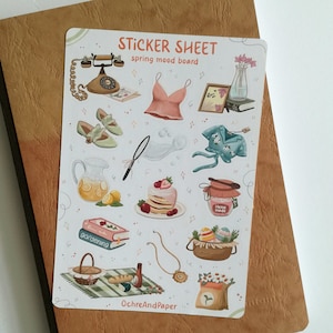 Hoja de pegatinas "Tablero de ideas de primavera": pegatinas, pegatinas para planificadores, pegatinas para diarios, pegatinas para álbumes de recortes, pegatinas de primavera, pegatinas retro