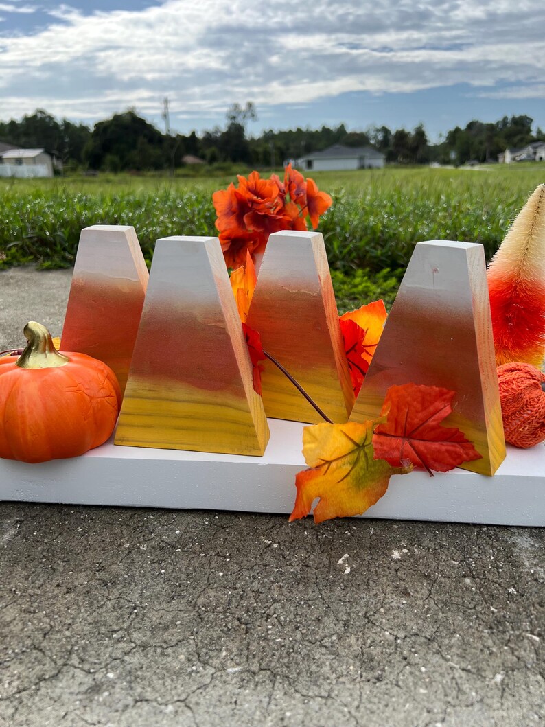 Handmade Rustic Wooden CANDY CORN Halloween Fall Decor - Etsy